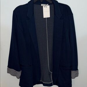Skies Are Blue Dark Blue Blazer with Light Gray Details